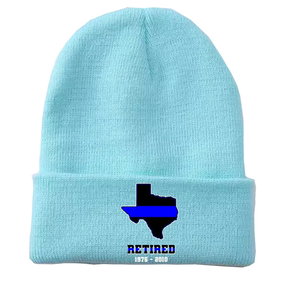 Personalized US State Flag Retired Police Custom Served Time Embroidered Beanie Printed KVH231232