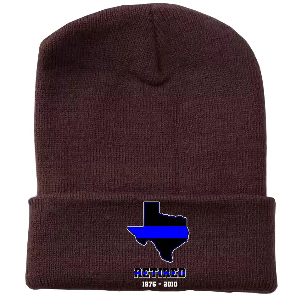 Personalized US State Flag Retired Police Custom Served Time Embroidered Beanie Printed KVH231232