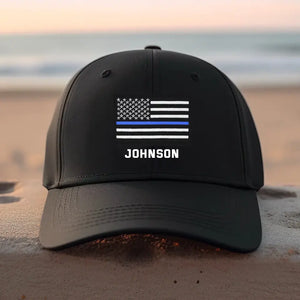 Personalized Emboidery US Police Flag Custom Name Black Cap KH231239