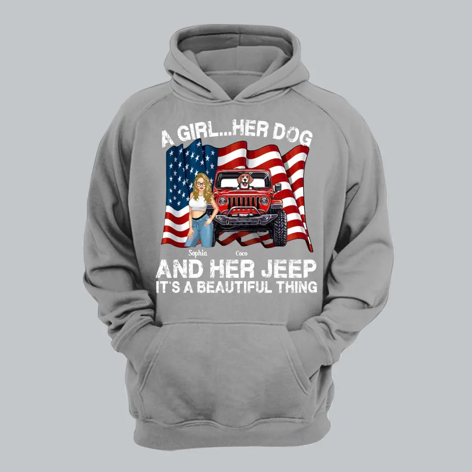 Personalized A Girl Her Dogs And Her Jeep It's A Beautiful Thing Jeep Girl Hoodie 2D Printed LVA231240
