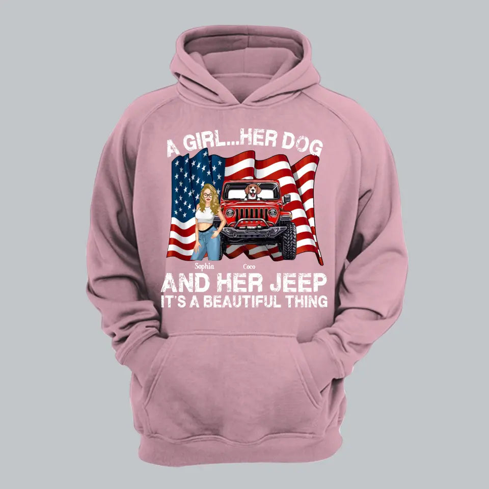 Personalized A Girl Her Dogs And Her Jeep It's A Beautiful Thing Jeep Girl Hoodie 2D Printed LVA231240