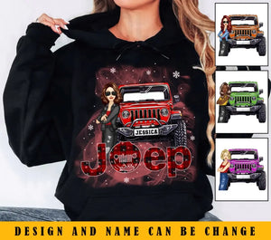 Personalized Jeep Girl Custom Name Christmas Gift Hoodie 2D Printed KVH231251