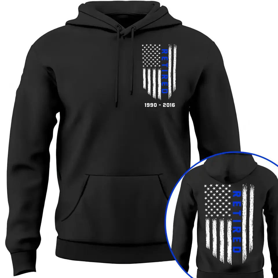 Personalized Law Enforcement Thin Blue Line Retired Hoodie 2D Printed QTKH1268
