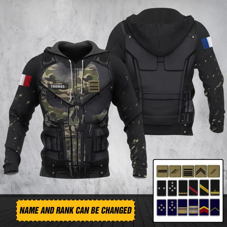 Personalized French Army Camo Armor Hoodie 3D Printed QTLVA1280