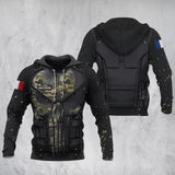 Personalized French Army Camo Armor Hoodie 3D Printed QTLVA1280