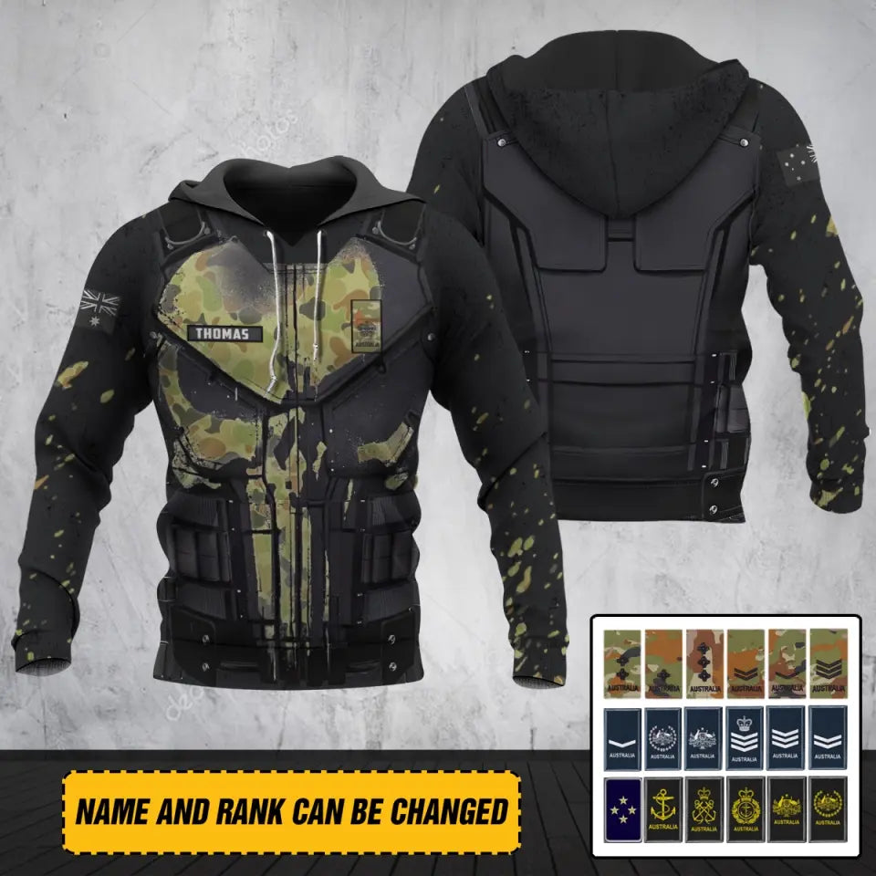 Personalized Australian Army Camo Armor Hoodie 3D Printed QTLVA1280