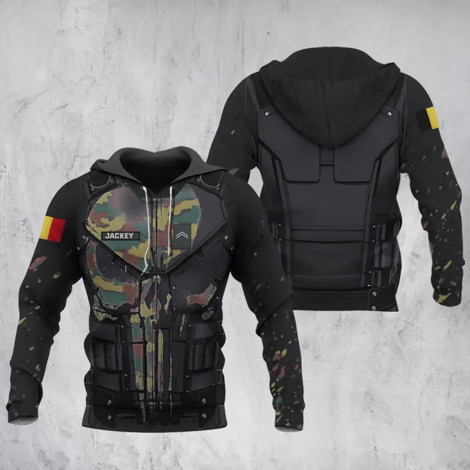 Personalized Belgian Army Camo Armor Hoodie 3D Printed QTLVA1280