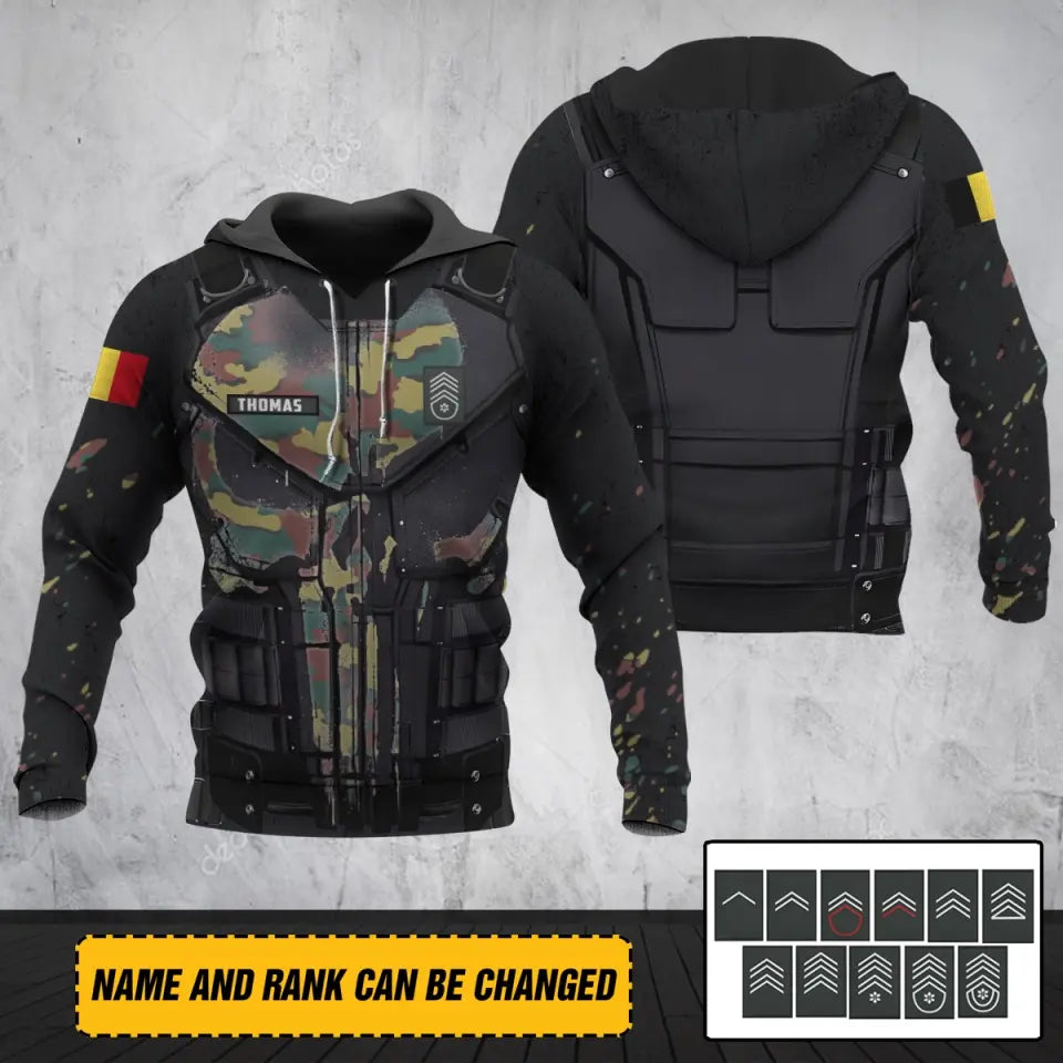 Personalized Belgian Army Camo Armor Hoodie 3D Printed QTLVA1280
