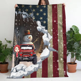 Personalized Jeep Girl Snowman Flag Sherpa or Fleece Blanket Printed MTVQ231311