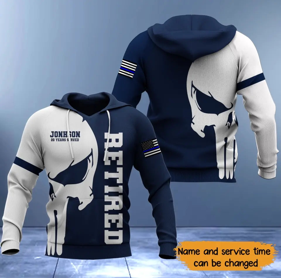 Personalized Retired Officer Blue Line Hoodie 3D Printed QTKH1310