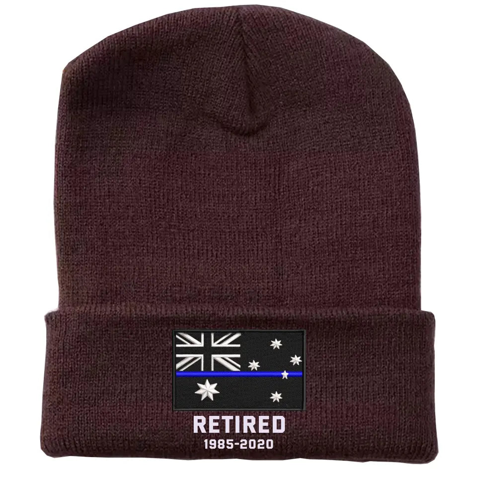 Personalized Retired Australian Police Officer Custom Served Time Embroidered Beanie Printed KVH231338