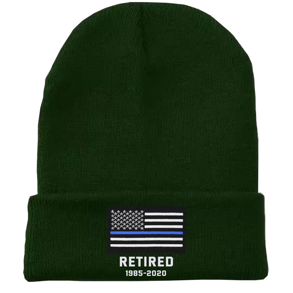 Personalized Retired US Police Officer Custom Served Time Embroidered Beanie Printed KVH231338