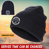 Personalized The Legend Has Retired Thin Blue Line Embroidered Beanie Printed AHVA231372