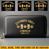 Personalized Canadian Army Rank Custom Name Leather Wallet KVH231387