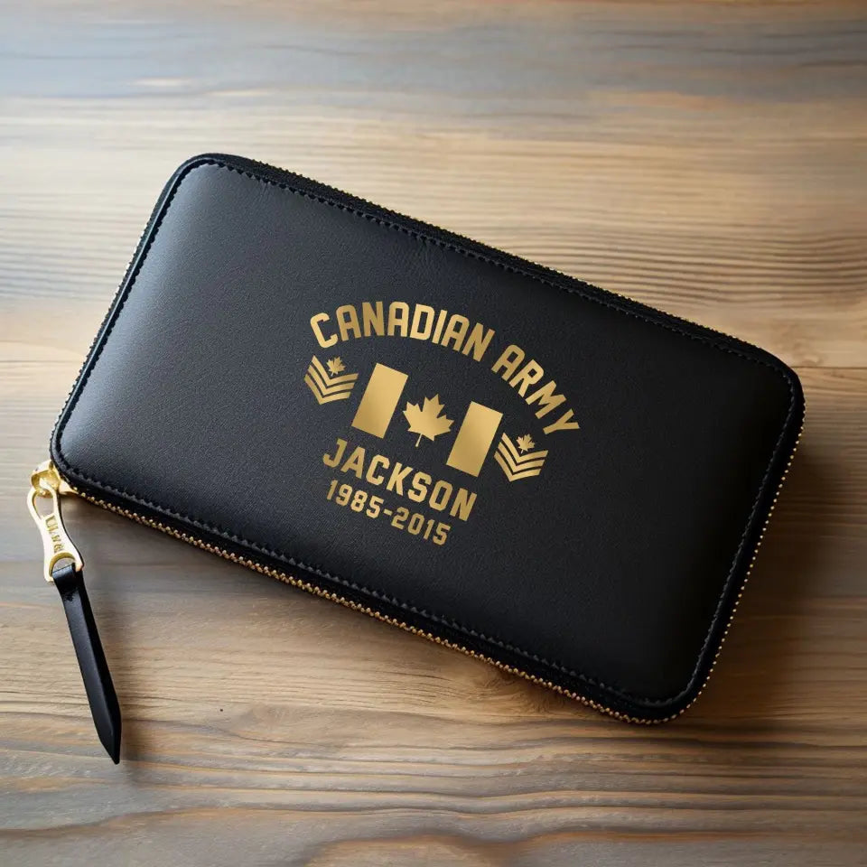 Personalized Canadian Army Rank Custom Name Leather Wallet KVH231387