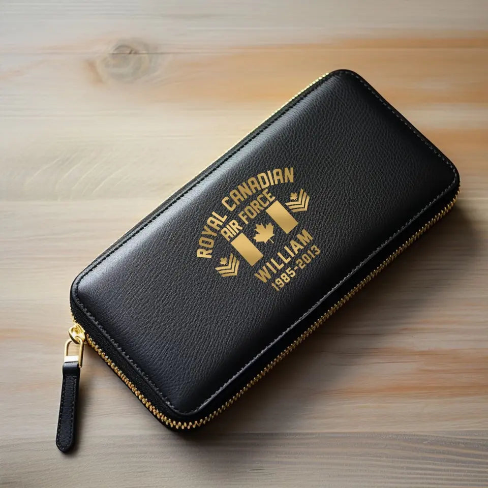Personalized Canadian Army Rank Custom Name Leather Wallet KVH231387