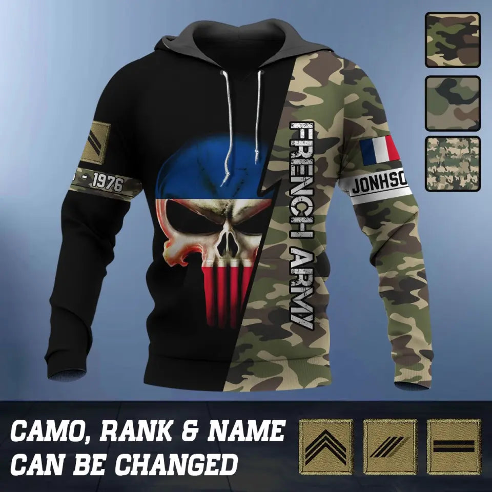 Personalized French Armed Forces Rank Camo Hoodie 3D Printed 231388AHVQ