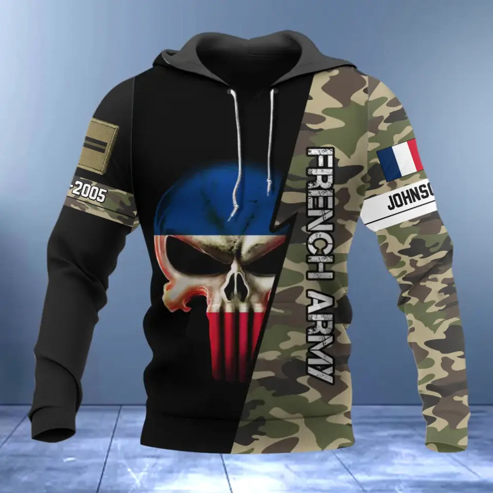 Personalized French Armed Forces Rank Camo Hoodie 3D Printed 231388AHVQ