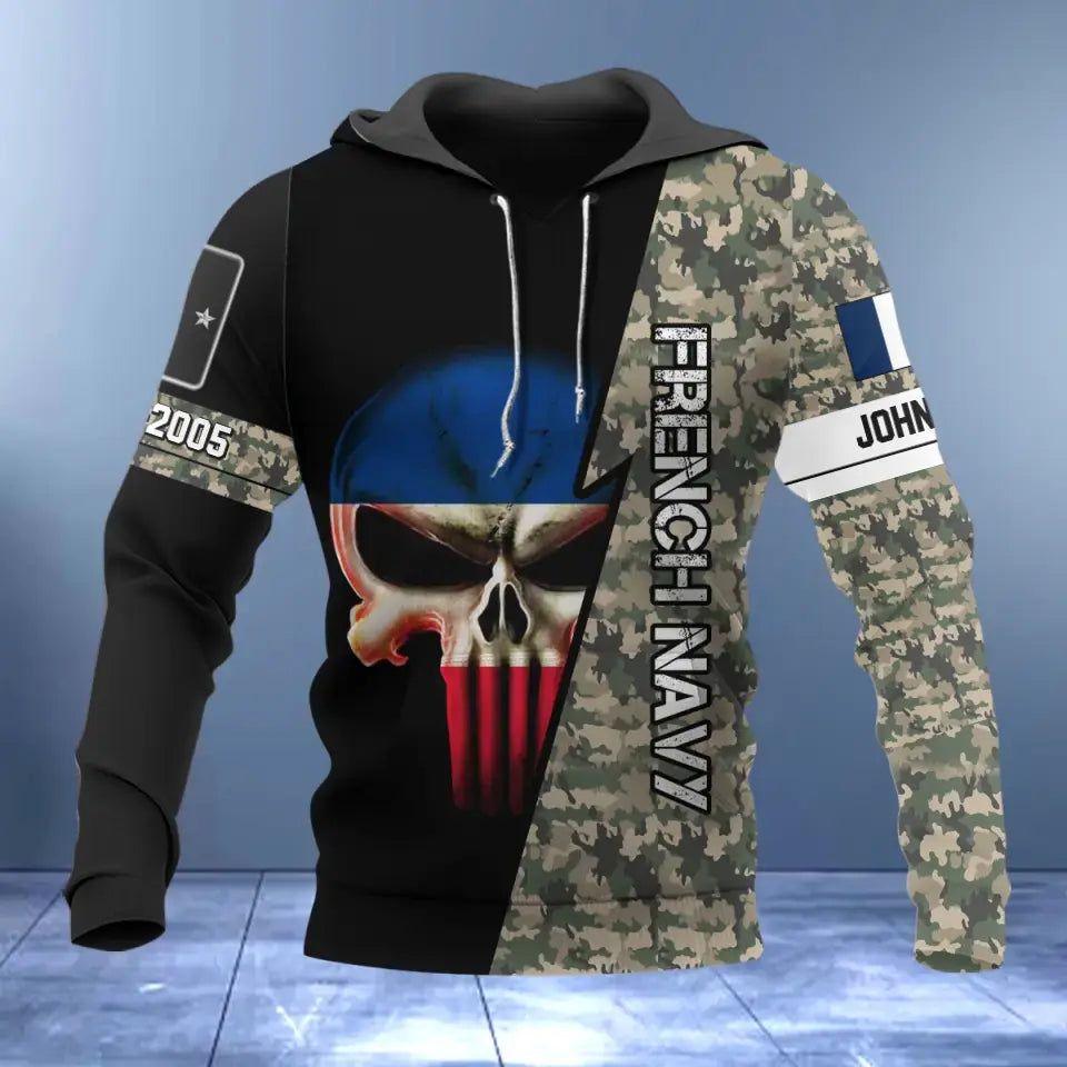 Personalized French Armed Forces Rank Camo Hoodie 3D Printed 231388AHVQ