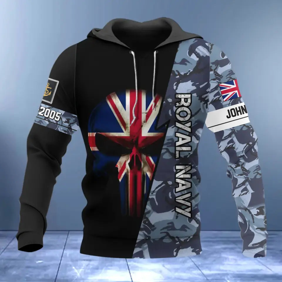 Personalized British Armed Forces Rank Camo Hoodie 3D Printed 231388AHVQ