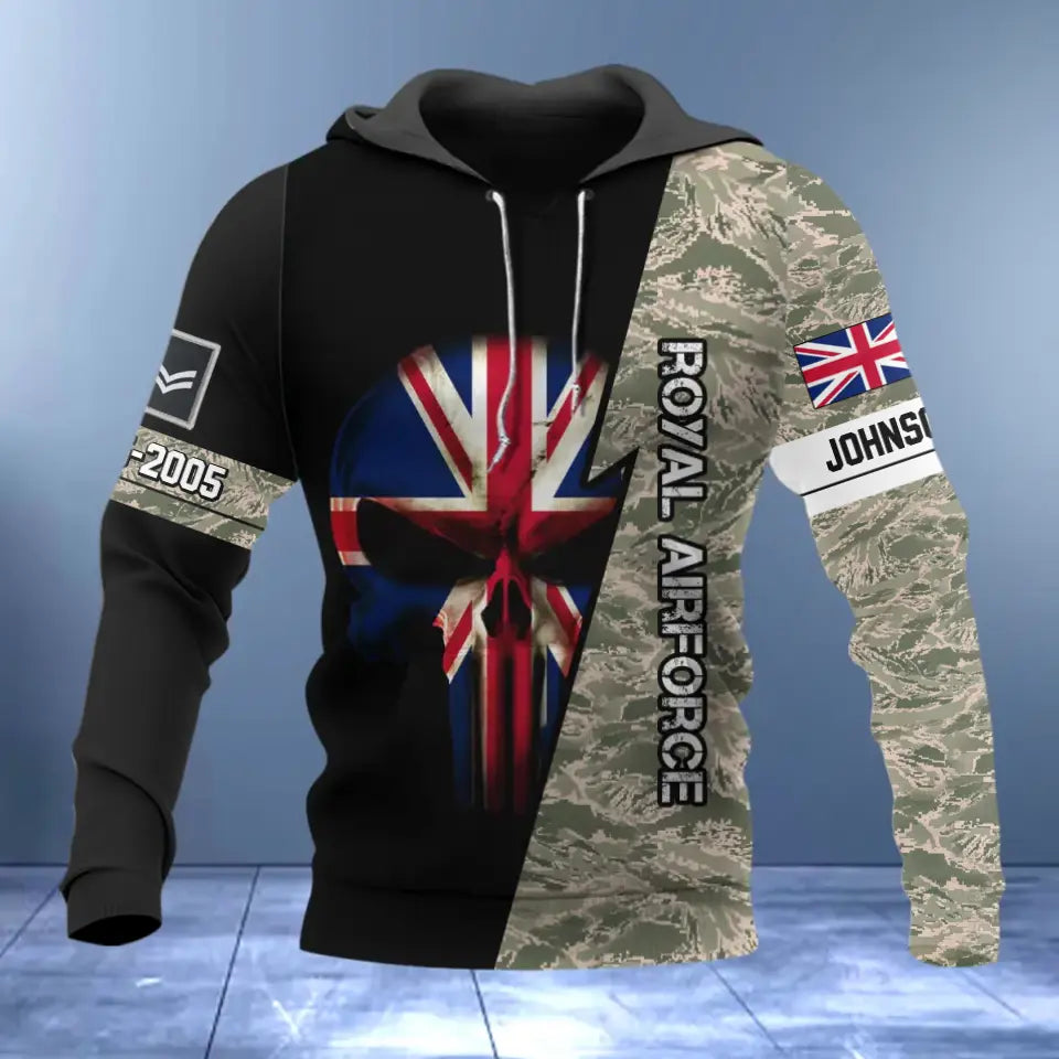 Personalized British Armed Forces Rank Camo Hoodie 3D Printed 231388AHVQ