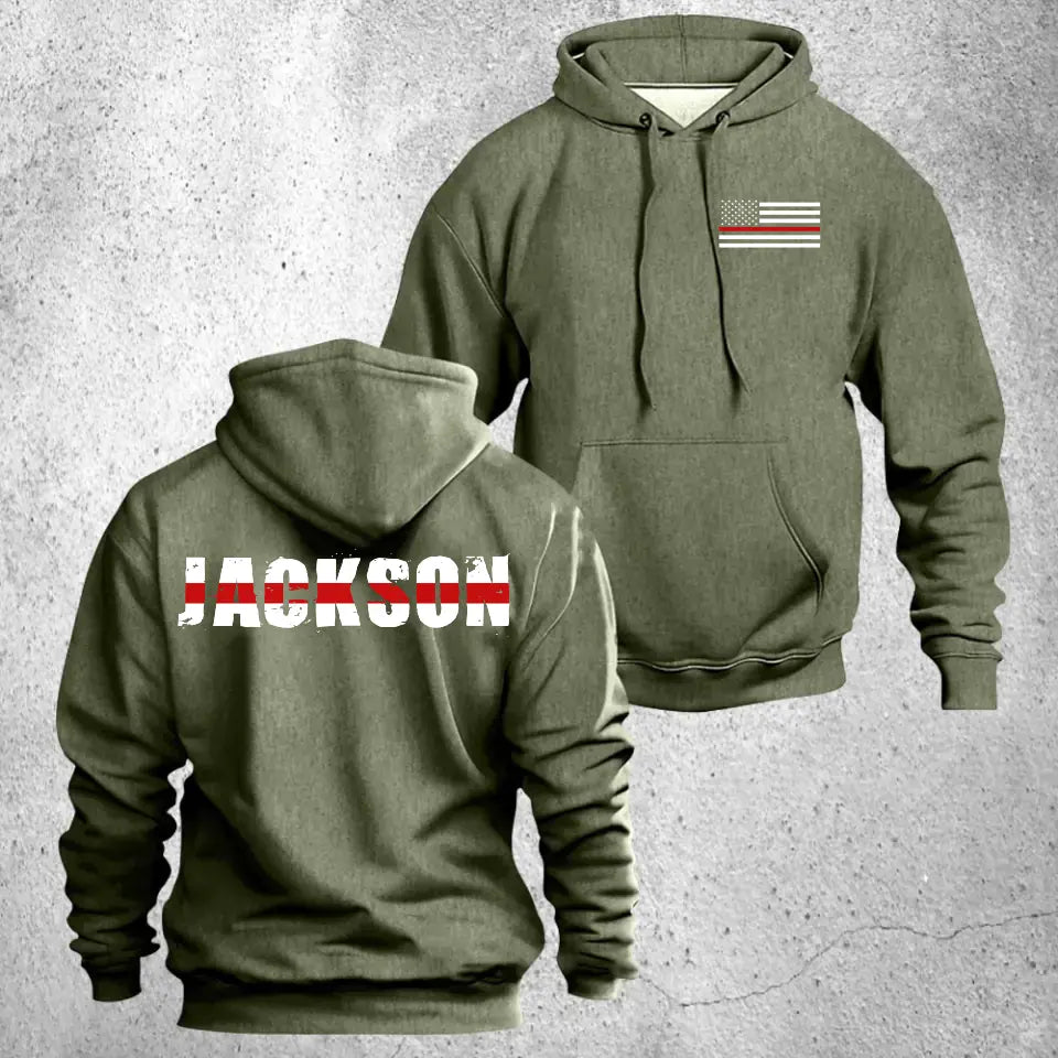Personalized US Thin Red Line Custom Last Name Hoodie 2D Printed QTHN1417
