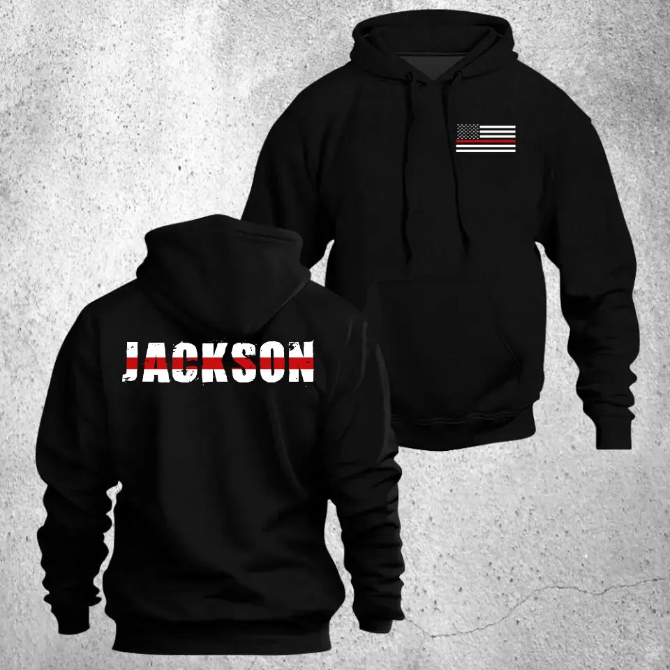 Personalized US Thin Red Line Custom Last Name Hoodie 2D Printed QTHN1417