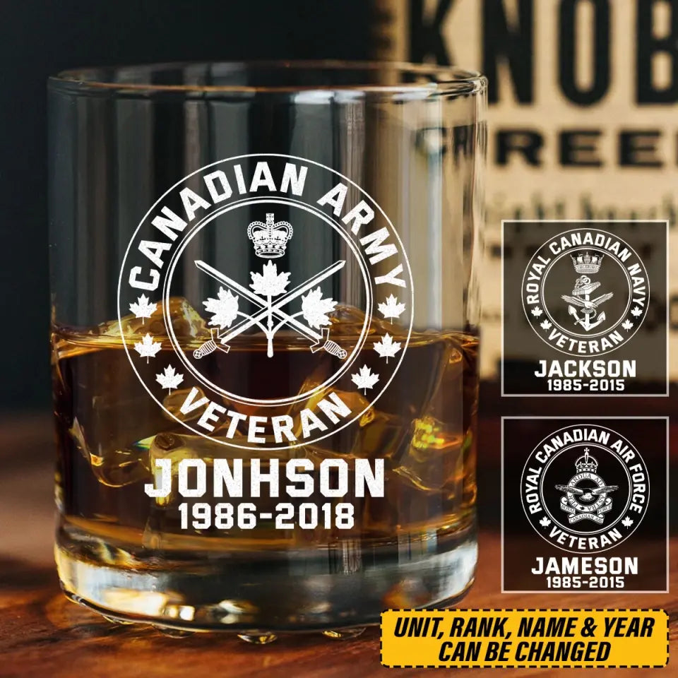 Personalized Canadian Armed Forces Whiskey Glass Printed 231447AHKVH