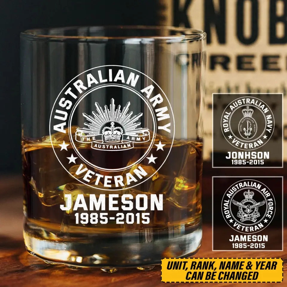 Personalized Australian Armed Forces Whiskey Glass Printed 231447AHKVH