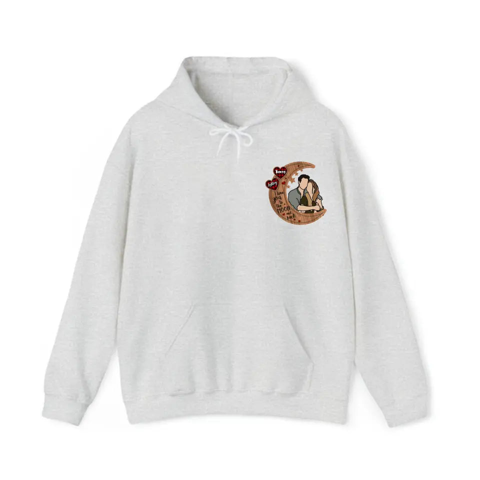 Personalized Upload Your Photo I Love You To The Moon And Back Couple Hoodie 2D Printed VQ231483