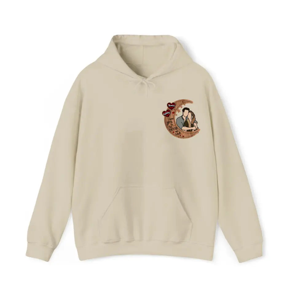 Personalized Upload Your Photo I Love You To The Moon And Back Couple Hoodie 2D Printed VQ231483