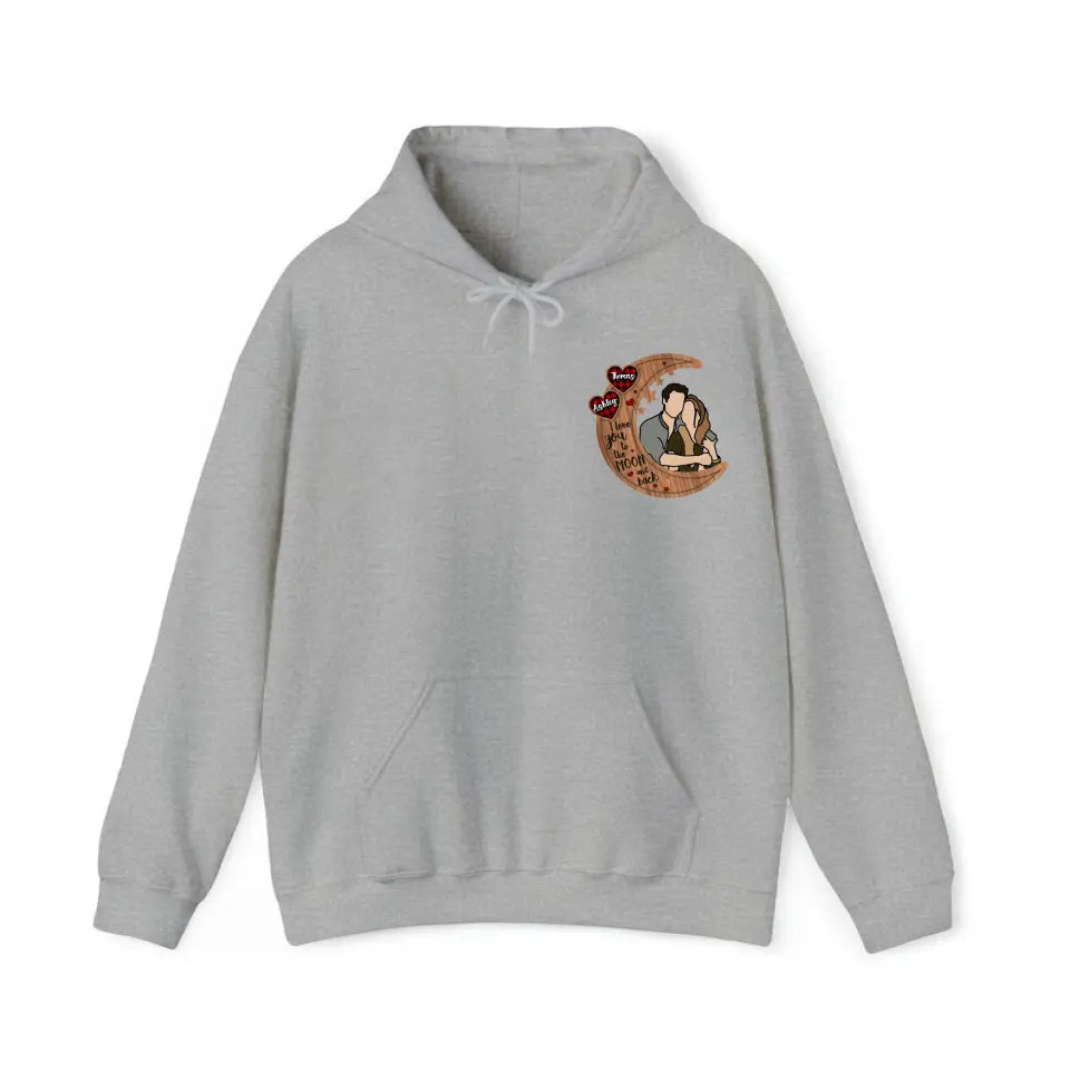Personalized Upload Your Photo I Love You To The Moon And Back Couple Hoodie 2D Printed VQ231483