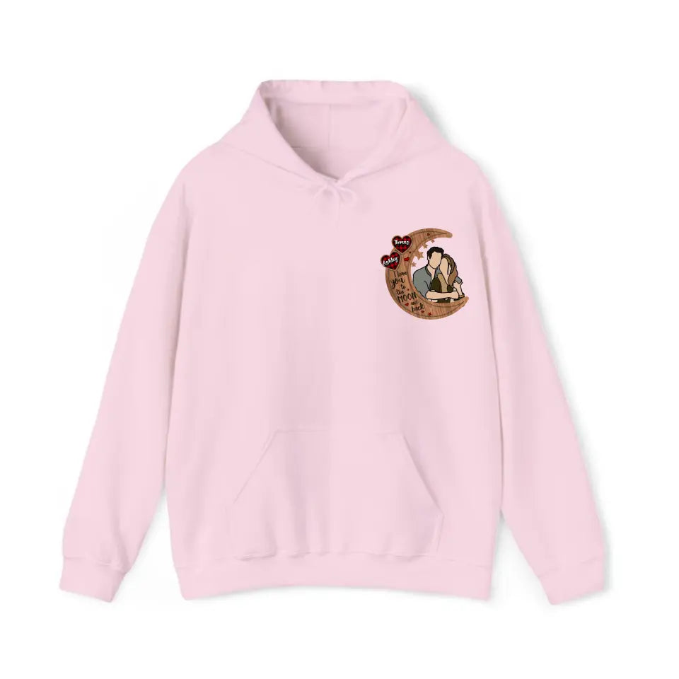 Personalized Upload Your Photo I Love You To The Moon And Back Couple Hoodie 2D Printed VQ231483