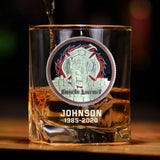 Personalized Thin Red Line First In Last Out Fireman Custom Name Whiskey Glass Printed 231508AHVH