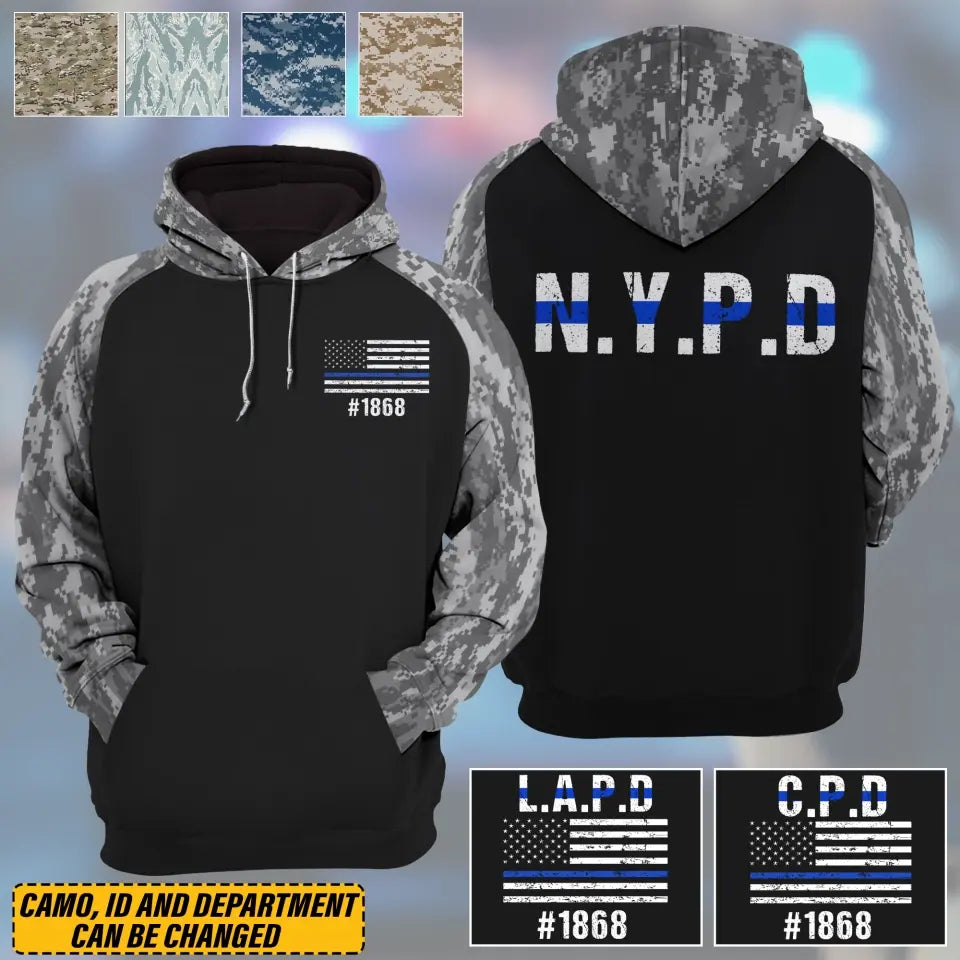 Personalized US Police Department & ID Hoodie 3D Printed KVH231505