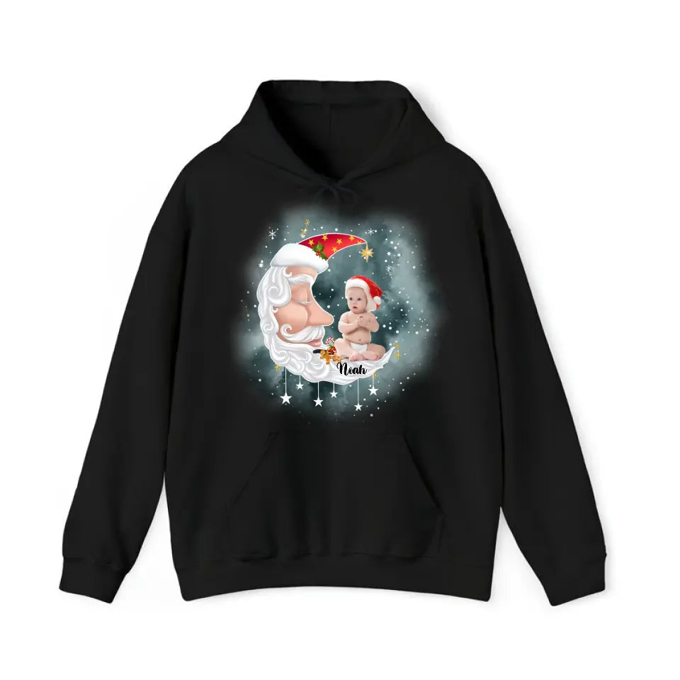 Personalized Upload Your Photo Santa Moon Christmas Gift Hoodie 2D Printed VQ231509