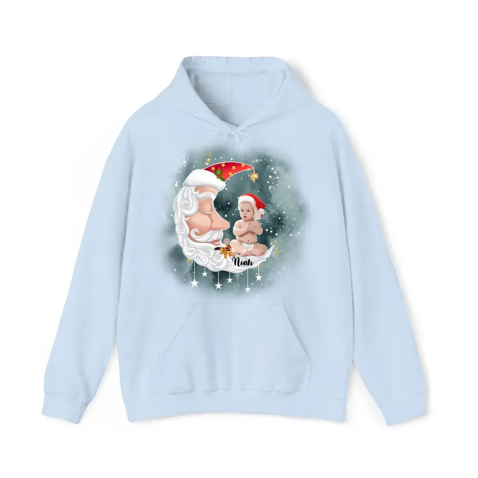 Personalized Upload Your Photo Santa Moon Christmas Gift Hoodie 2D Printed VQ231509
