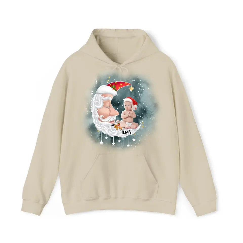 Personalized Upload Your Photo Santa Moon Christmas Gift Hoodie 2D Printed VQ231509