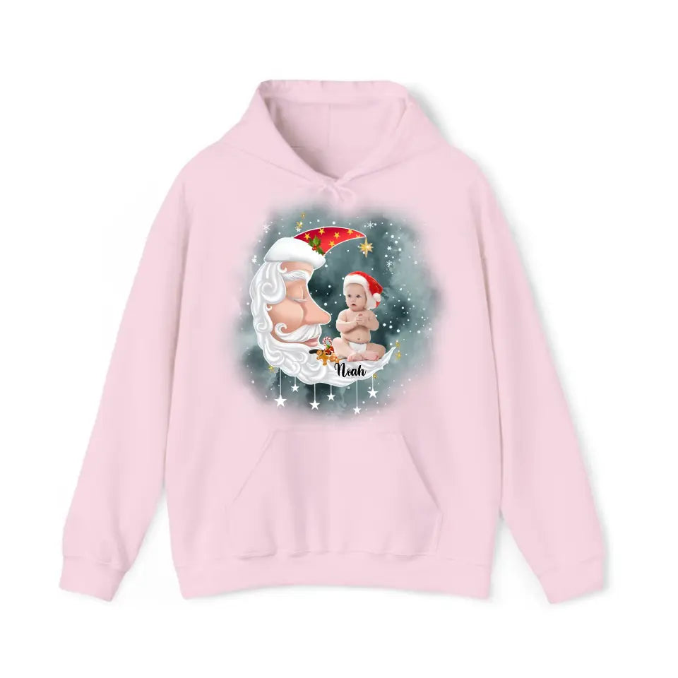Personalized Upload Your Photo Santa Moon Christmas Gift Hoodie 2D Printed VQ231509