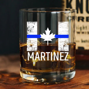 Personalized Canada Thin Blue Line Thin Red Line Custom Name Whiskey Glass Printed QTLVA231516