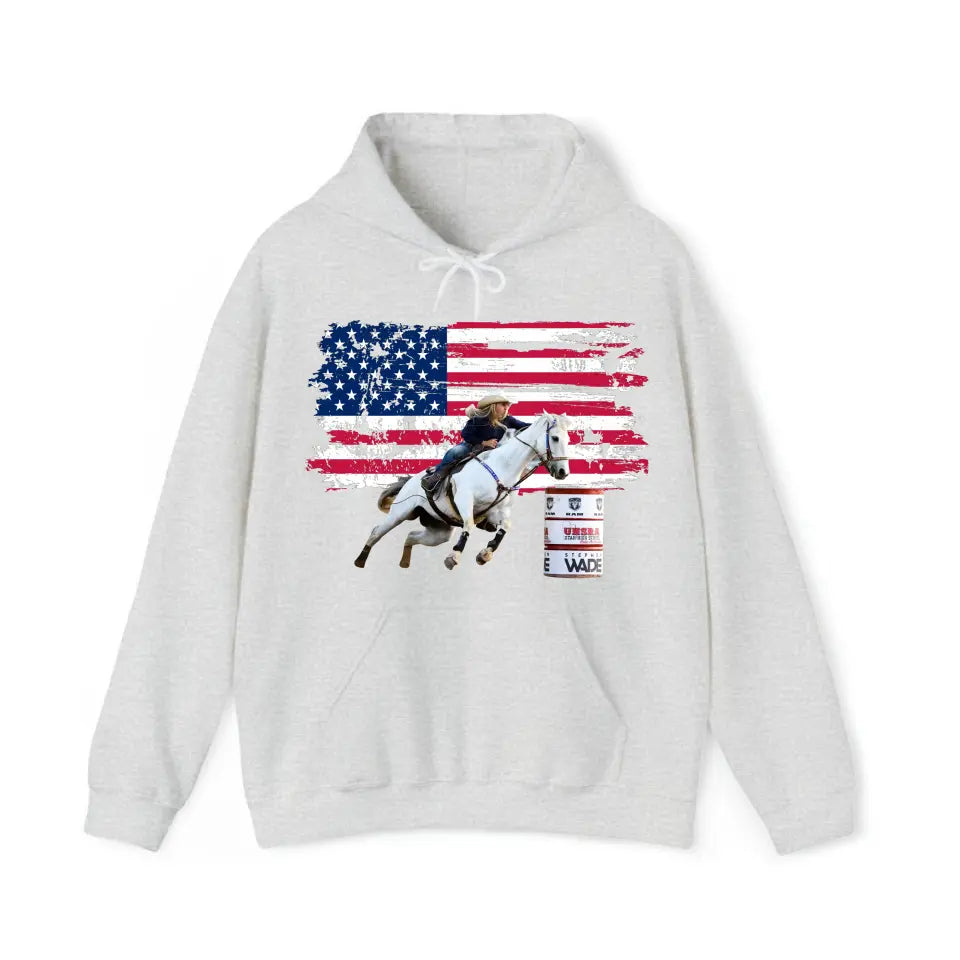 Personalized Upload Your Photo Rodeo US Flag Background Hoodie 2D Printed HN231519