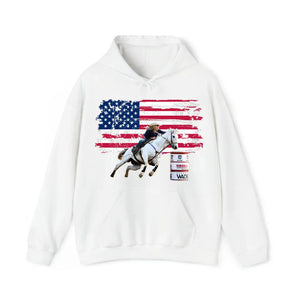 Personalized Upload Your Photo Rodeo US Flag Background Hoodie 2D Printed HN231519