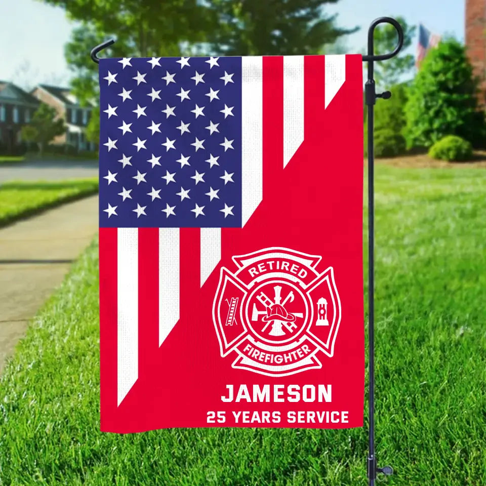 Personalized US Retired Firefighter Flag Printed QTKH1654