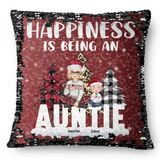 Personalized Happiness Is Being An Auntie Custom Kid Names Seguin Pillow Printed HN231673