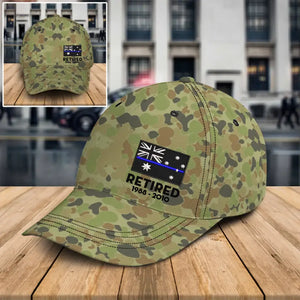 Personalized Australia Camo Thin Blue Line Retired Custom Served Time Cap QTKH1694