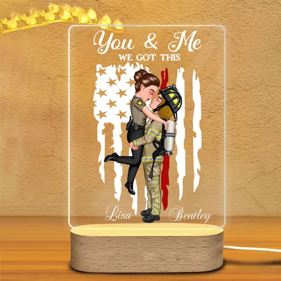 Personalized You & Me We Got This Firefighter Couple LED Night Light Acrylic LED Lamp Printed HN231717