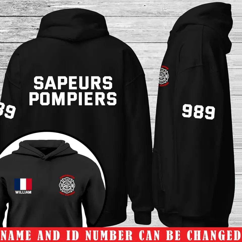 Personalized Thin Red Line French Retired Custom Name & Badge Number Hoodie 2D Printed 231727AHVQ