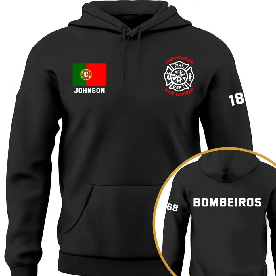 Personalized Thin Red Line Portuguese Retired Custom Name & Badge Number Hoodie 2D Printed 231727AHVQ