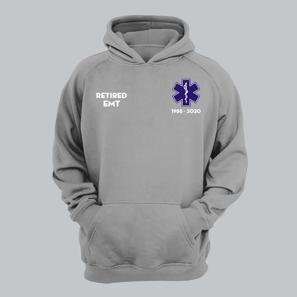 Personalized EMS EMT Paramedic Retired Custom Title & Service Time Hoodie 2D Printed QTHN1734