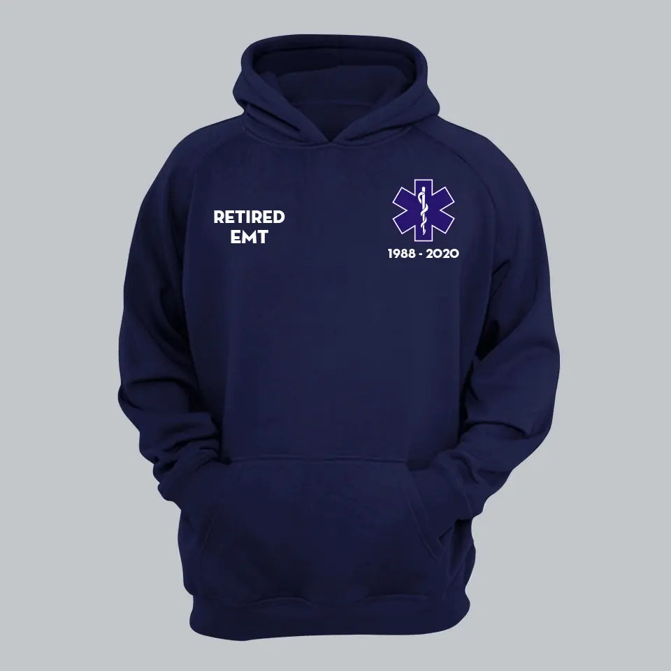 Personalized EMS EMT Paramedic Retired Custom Title & Service Time Hoodie 2D Printed QTHN1734